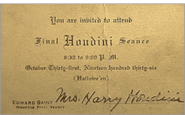 Invitation to Final Houdini Seance, 1936