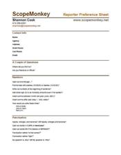 Preference Sheet